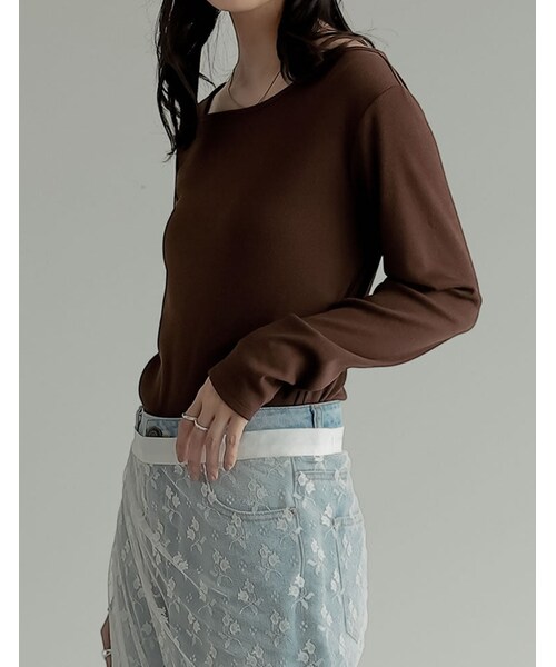 Re:EDIT（リエディ）の「リブカットソーアシンメトリートップス - トップス通販 | 人気レディースファッション - Re:EDIT（リエディ）（その他・レディース・ブラック/ホワイト/チャコールグレー/ブラウン・M/L）」の20枚目の写真