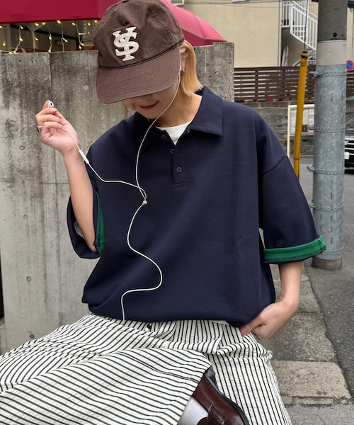 CIAOPANIC TYPY(チャオパニックティピー)の「【ユニセックス】冷感プリントワッフルポロシャツ(ポロシャツ・レディース・アイボリー/グレー/ネイビー・M/L)」の3枚目の写真