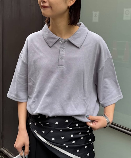 CIAOPANIC TYPY(チャオパニックティピー)の「【ユニセックス】冷感プリントワッフルポロシャツ(ポロシャツ・レディース・アイボリー/グレー/ネイビー・M/L)」の2枚目の写真