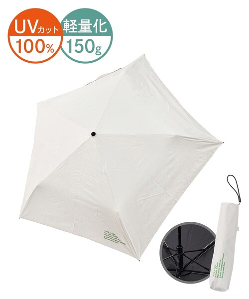 3coins(3coins)の「《約150g》晴雨兼用折傘軽量無地ロゴ(折りたたみ傘・レディース・イエロー/アイボリー・FREE)」の2枚目の写真