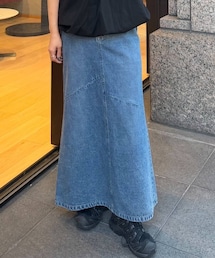 【S.Mサイズ展開】B デニムパッチワークロングスカート