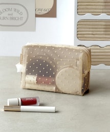 3coins | ドットメッシュ横長スクエアポーチ/and us(ポーチ)