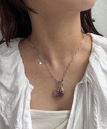 ハートガラスネックレス