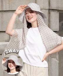 UVスカーフ付きハット