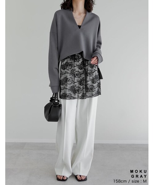 Re:EDIT（リエディ）の「マシュマロポンチスキッパートップス - トップス通販 | 人気レディースファッション - Re:EDIT（リエディ）（その他・レディース・ブラック/オフホワイト/杢グレー/レッド・M/L）」の17枚目の写真