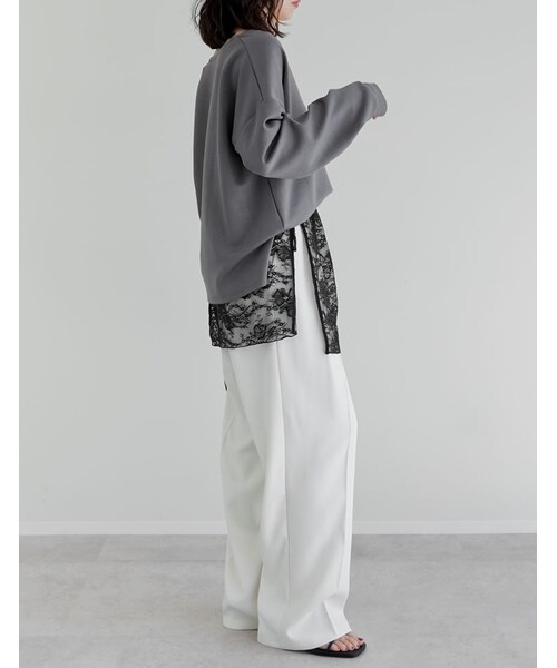 Re:EDIT（リエディ）の「マシュマロポンチスキッパートップス - トップス通販 | 人気レディースファッション - Re:EDIT（リエディ）（その他・レディース・ブラック/オフホワイト/杢グレー/レッド・M/L）」の19枚目の写真