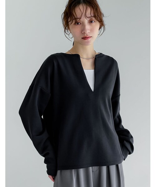 Re:EDIT（リエディ）の「マシュマロポンチスキッパートップス - トップス通販 | 人気レディースファッション - Re:EDIT（リエディ）（その他・レディース・ブラック/オフホワイト/杢グレー/レッド・M/L）」の3枚目の写真