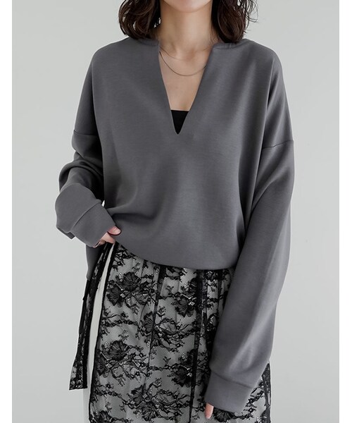 Re:EDIT（リエディ）の「マシュマロポンチスキッパートップス - トップス通販 | 人気レディースファッション - Re:EDIT（リエディ）（その他・レディース・ブラック/オフホワイト/杢グレー/レッド・M/L）」の18枚目の写真