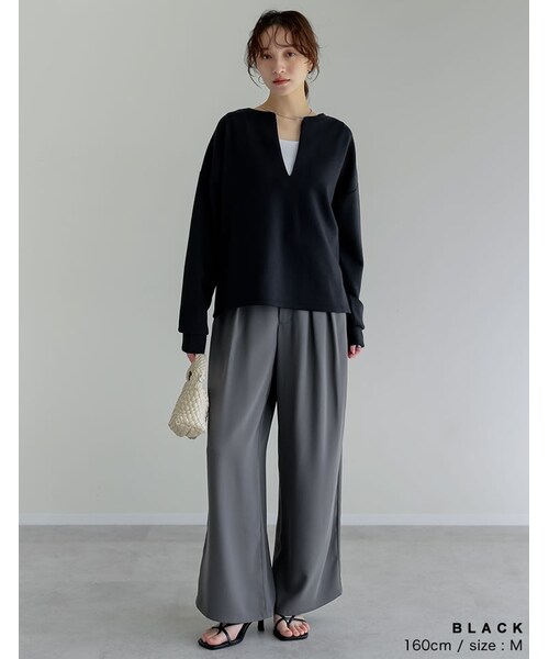 Re:EDIT（リエディ）の「マシュマロポンチスキッパートップス - トップス通販 | 人気レディースファッション - Re:EDIT（リエディ）（その他・レディース・ブラック/オフホワイト/杢グレー/レッド・M/L）」の12枚目の写真