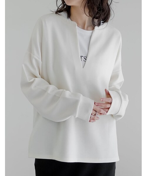 Re:EDIT（リエディ）の「マシュマロポンチスキッパートップス - トップス通販 | 人気レディースファッション - Re:EDIT（リエディ）（その他・レディース・ブラック/オフホワイト/杢グレー/レッド・M/L）」の21枚目の写真