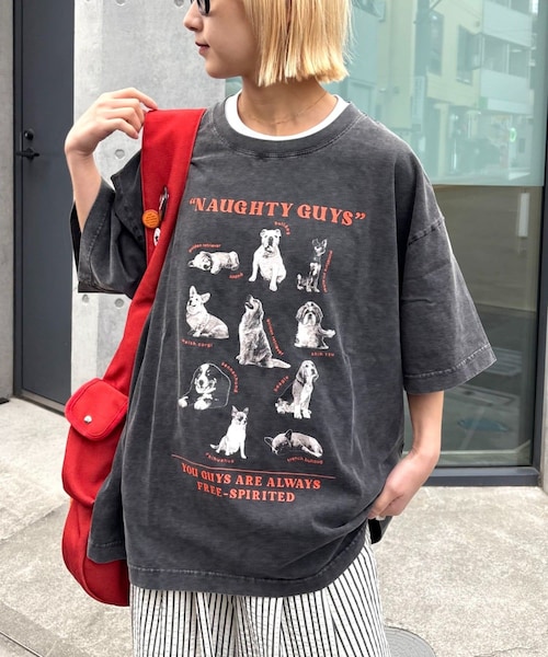 CIAOPANIC TYPY(チャオパニックティピー)の「【SOUNDS GOOOOD】パウダー犬ロゴプリントTEE(Tシャツ/カットソー・レディース・ブルー/オレンジ/チャコールグレー・ONE)」の2枚目の写真