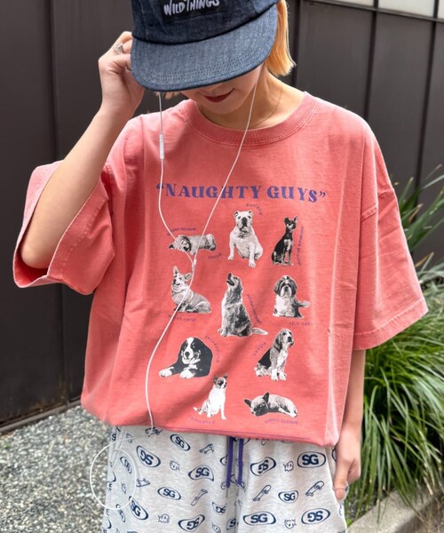 CIAOPANIC TYPY(チャオパニックティピー)の「【SOUNDS GOOOOD】パウダー犬ロゴプリントTEE(Tシャツ/カットソー・レディース・ブルー/オレンジ/チャコールグレー・ONE)」の3枚目の写真