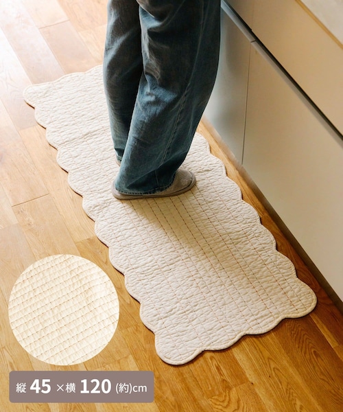 salut!(サリュ!)の「ボーダーステッチキルトマット:45×120cm/キルトカントリー(ラグ/マット・その他・FREE)」の1枚目の写真
