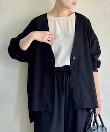 BEARDSLEY | ストレッチジョーゼットハオリ(ノーカラージャケット)