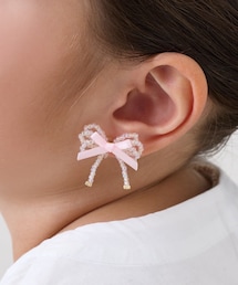 パールリボン樹脂イヤリング／KIDS