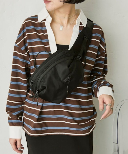 ear PAPILLONNER(イアパピヨネ)の「撥水ウエストバッグ/ボディバッグ《500mlペットボトルは入る!/超軽量230g》(ショルダーバッグ・レディース・ブラック・FREE)」の1枚目の写真