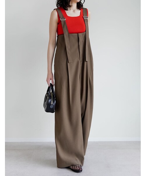 Re:EDIT(リエディ)の「ツイルサスペンダーワイドパンツ - オールインワン通販 | 人気レディースファッション - Re:EDIT(リエディ)(その他・レディース・ブラック/チャコールグレー/モカブラウン・SC/M/MT/L)」の17枚目の写真