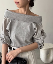 CAPRICIEUX LE'MAGE | 【華奢見え◎】異素材パフワンショルＴ(Tシャツ/カットソー)