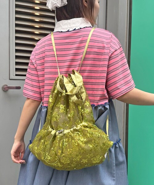 CIAOPANIC（チャオパニック）の「【HELLO.SANFRANCISCO/ハローサンフランシスコ】スパンコールナップサック（バックパック/リュック・レディース・パープル/グリーン/サックスブルー・ONE）」の2枚目の写真
