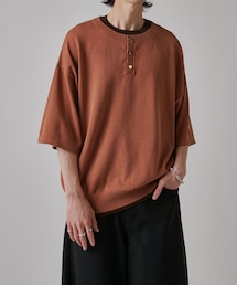 Lui's（ルイス）の「レイヤードヘンリーショートスリーブTシャツ（ニット/セーター・メンズ）」