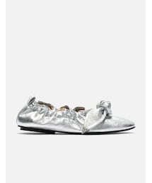 TOGA PULLA | Silver Soft Leather Ballet
