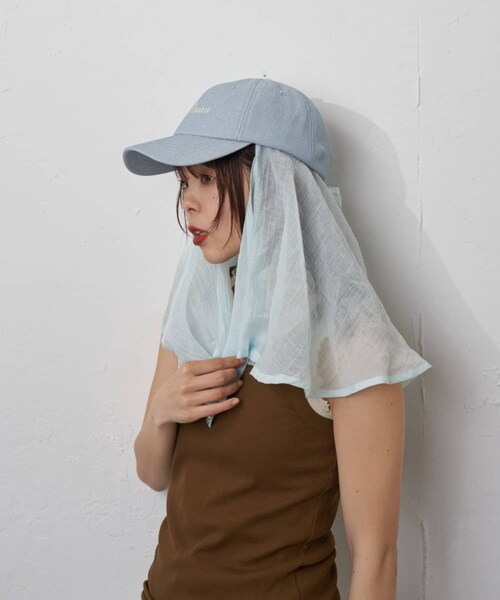 CIAOPANIC TYPY(チャオパニックティピー)の「【日焼け防止!】シアーシェード付きロゴキャップ(キャップ・レディース・サックスブルー/ブラック/トープ・ONE)」の1枚目の写真