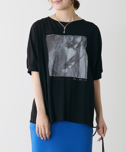 PUAL CE CIN(ピュアルセシン)の「シアーフォトプリントTシャツ(Tシャツ/カットソー・レディース・オフホワイト/ブラック・FREE)」の2枚目の写真