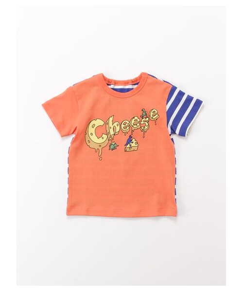 HAKKA BABY（ハッカベビー）の「［ベビー］ボーダー切替プリント半袖Tシャツ（トップス・キッズ・オレンジ/杢グレー・L）」の10枚目の写真