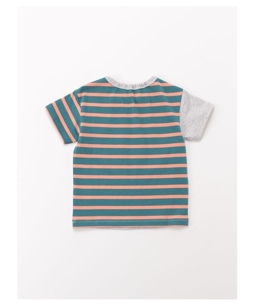 HAKKA BABY（ハッカベビー）の「［ベビー］ボーダー切替プリント半袖Tシャツ（トップス・キッズ・オレンジ/杢グレー・L）」の9枚目の写真