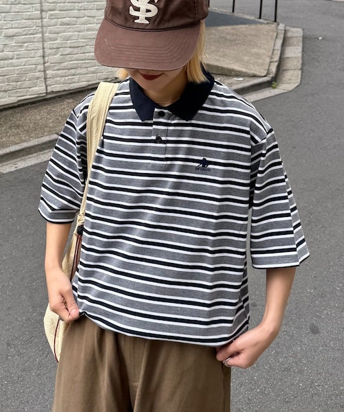 CIAOPANIC TYPY(チャオパニックティピー)の「【GEVACO/ゲバコ】半袖カノコポロシャツ(ポロシャツ・レディース・ブラウン/グレー・M/L)」の2枚目の写真
