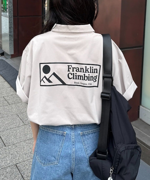 CIAOPANIC TYPY(チャオパニックティピー)の「【Franklin Climbing】【ユニセックス】essentialバックプリントポロシャツ(ポロシャツ・レディース・ホワイト/ベージュ/サックスブルー/ブラック・M/L)」の3枚目の写真
