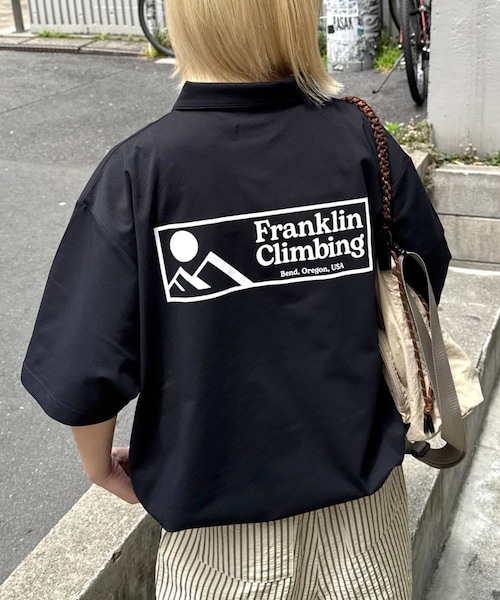 CIAOPANIC TYPY(チャオパニックティピー)の「【Franklin Climbing】【ユニセックス】essentialバックプリントポロシャツ(ポロシャツ・レディース・ホワイト/ベージュ/サックスブルー/ブラック・M/L)」の2枚目の写真