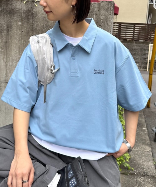 CIAOPANIC TYPY(チャオパニックティピー)の「【Franklin Climbing】【ユニセックス】essentialバックプリントポロシャツ(ポロシャツ・レディース・ホワイト/ベージュ/サックスブルー/ブラック・M/L)」の4枚目の写真