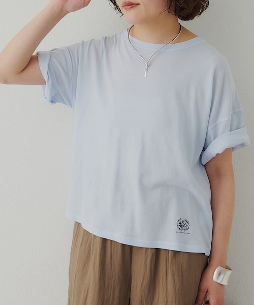 PUAL CE CIN(ピュアルセシン)の「【F&B】オーガニックコットンTシャツ(Tシャツ/カットソー・レディース・ピンク/サックスブルー/モカ/キャメル/アイボリー/イエロー・FREE)」の4枚目の写真