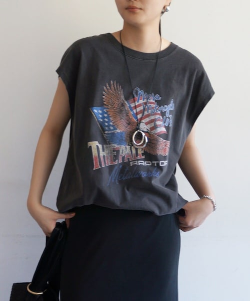 LOUNGEDRESS(ラウンジドレス)の「【1枚で着映え】【GOOD ROCK SPEED】EAGLEフレンチT(Tシャツ/カットソー・レディース・ブラック/ブラウン・F)」の1枚目の写真