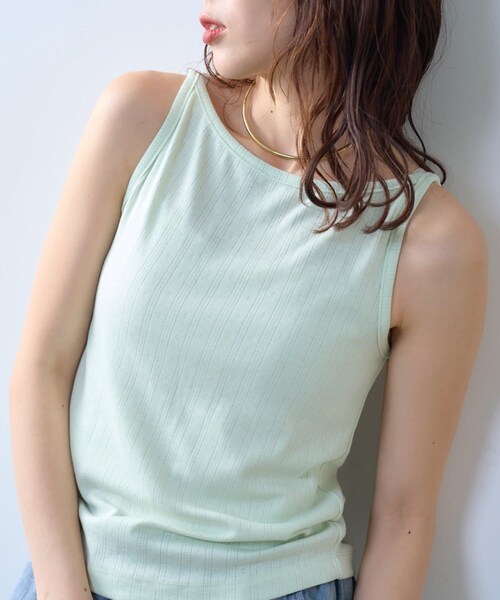 CIAOPANIC TYPY(チャオパニックティピー)の「【willow】アイレットタンク(タンクトップ・レディース・ミント/ブラック・ONE)」の1枚目の写真