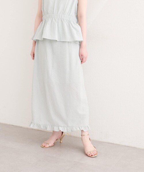 natural couture(ナチュラルクチュール)の「裾フリルチェック柄スカート(スカート・レディース・ブラック系その他/ブラウン系その他/グリーン系その他/ネイビー・FREE)」の3枚目の写真