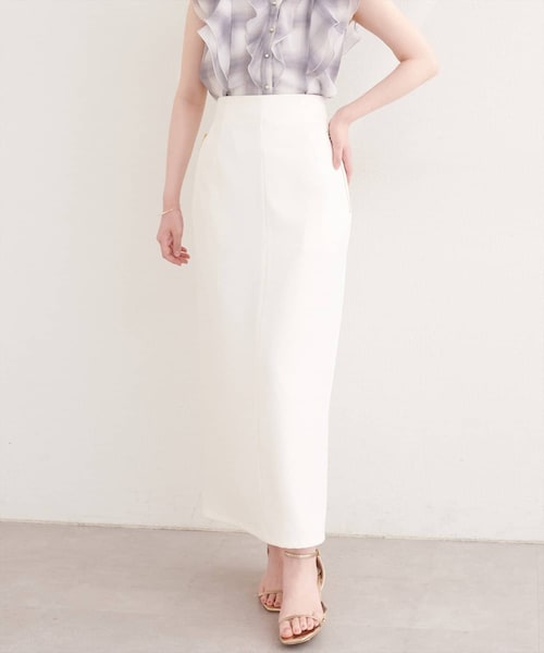 natural couture（ナチュラルクチュール）の「【sherbet line】接触冷感WZIPタイトスカート（スカート・レディース・ブラック/イエロー/ミント/オフホワイト・FREE）」の2枚目の写真