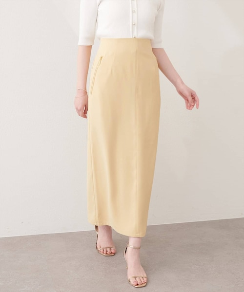 natural couture（ナチュラルクチュール）の「【sherbet line】接触冷感WZIPタイトスカート（スカート・レディース・ブラック/イエロー/ミント/オフホワイト・FREE）」の4枚目の写真