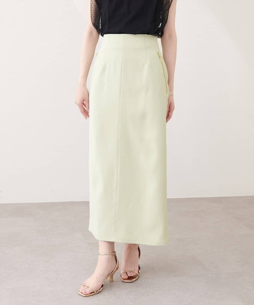 natural couture（ナチュラルクチュール）の「【sherbet line】接触冷感WZIPタイトスカート（スカート・レディース・ブラック/イエロー/ミント/オフホワイト・FREE）」の3枚目の写真