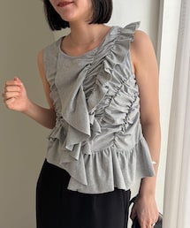 CAPRICIEUX LE'MAGE | 【HAPPY BAG対象アイテム】アシメフリルノースリT(Tシャツ/カットソー)