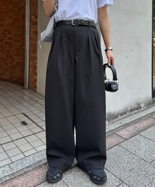 CIAOPANIC TYPY(チャオパニックティピー)の「【ユニセックス】エアリーストレッチワイドパンツ(スラックス・レディース・ブラック/ネイビー/グレー・M/L)」の1枚目の写真