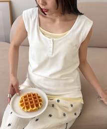 CIAOPANIC TYPY（チャオパニックティピー）の「配色レイヤードヘンリーネックリブタンク（タンクトップ・レディース）」