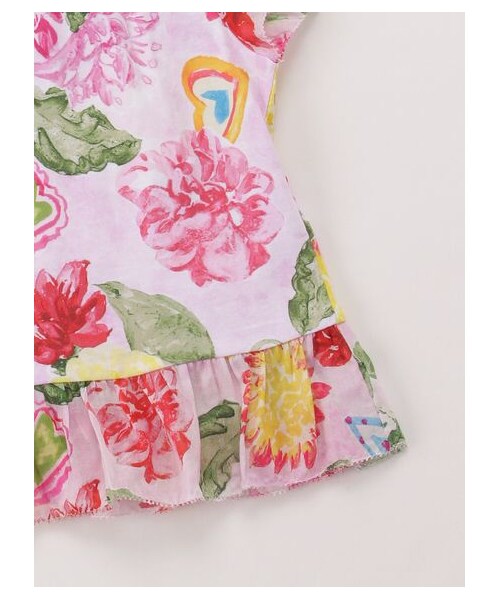 HAKKA BABY（ハッカベビー）の「［ベビー］32/-天竺オリジナルダリアハートプリントチュニックTシャツ（トップス・キッズ・ピンク/ブルー・L）」の5枚目の写真