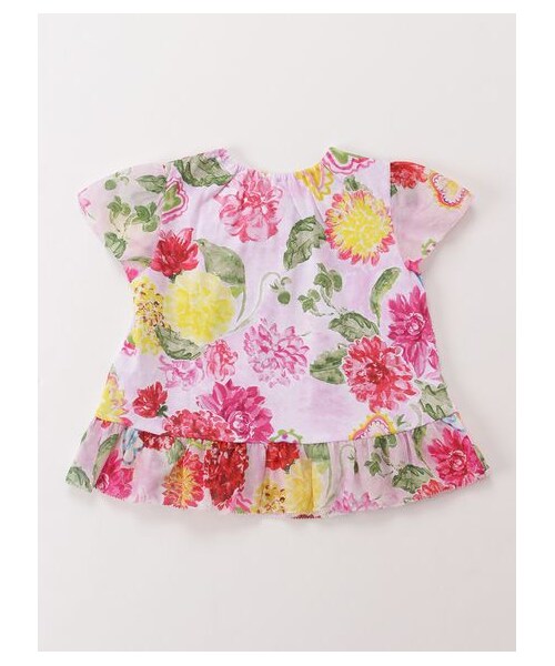 HAKKA BABY（ハッカベビー）の「［ベビー］32/-天竺オリジナルダリアハートプリントチュニックTシャツ（トップス・キッズ・ピンク/ブルー・L）」の2枚目の写真