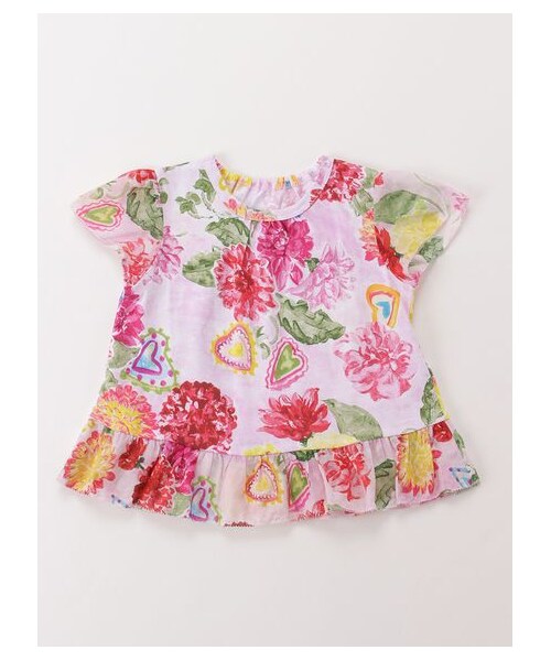 HAKKA BABY（ハッカベビー）の「［ベビー］32/-天竺オリジナルダリアハートプリントチュニックTシャツ（トップス・キッズ・ピンク/ブルー・L）」の6枚目の写真