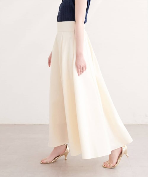 natural couture（ナチュラルクチュール）の「ハイウエストサーキュラースカート（スカート・レディース・チャコールグレー/チェック/ミント/アイボリー・FREE）」の2枚目の写真
