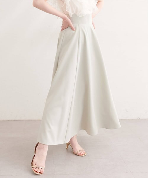 natural couture（ナチュラルクチュール）の「ハイウエストサーキュラースカート（スカート・レディース・チャコールグレー/チェック/ミント/アイボリー・FREE）」の3枚目の写真