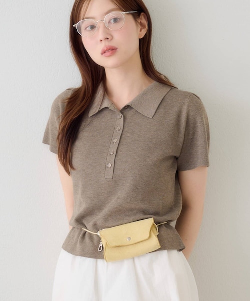 Kastane(カスタネ)の「チビポロニット(Tシャツ/カットソー・レディース・サックスブルー/ベージュ/アイボリー・F)」の3枚目の写真