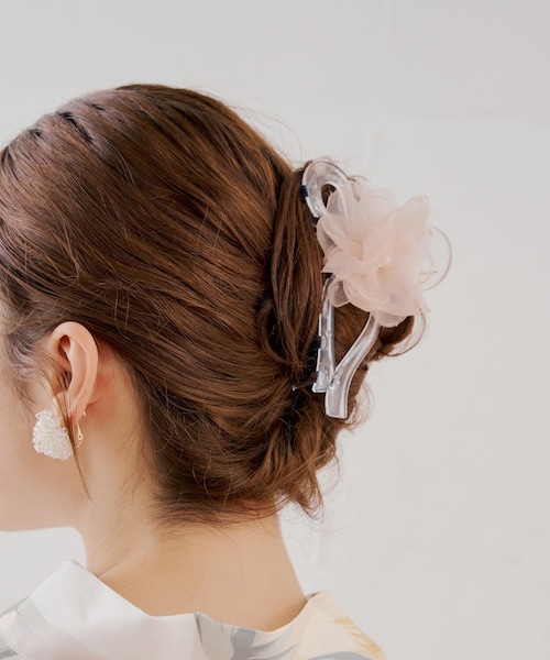 Lattice（Lattice）の「【浴衣におすすめ】フラワークリップ（バレッタ/ヘアクリップ・レディース・アイボリー/ピンク・FREE）」の2枚目の写真